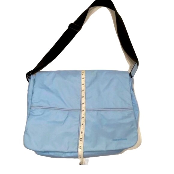 Massimo Sky Blue with brown trim water resistant messenger Bag Sz 14”x12”x3” - Picture 9 of 11